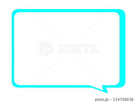 シンプルな吹き出し 水色 四角 シンプルな吹き出し 水色 四角 114788636