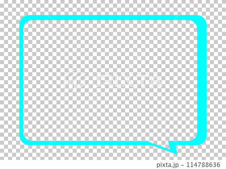 シンプルな吹き出し 水色 四角 シンプルな吹き出し 水色 四角 114788636