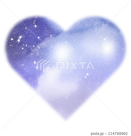幻想的な宇宙と水彩のハート 114788902