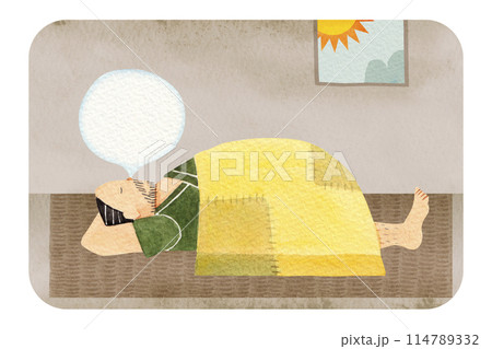 日本昔話　三年寝太郎　水彩 イラスト 114789332