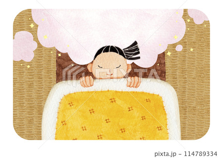 日本昔話　初夢長者　水彩 イラスト 114789334