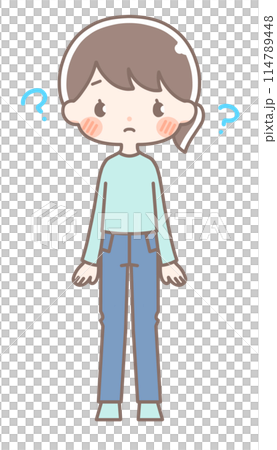 Full body | Question mark female illustration | Casual clothes Full body | Question mark female illustration | Casual clothes 114789448