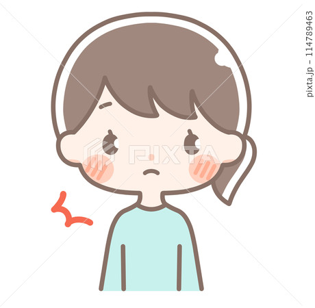 上半身｜びっくりする女性イラスト｜私服 114789463