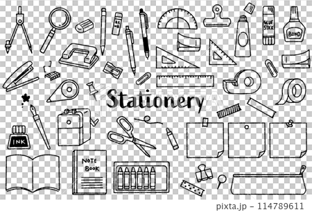 手繪可愛文具插畫集(單色) 手繪可愛文具插畫集(單色) 114789611