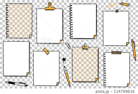Hand-drawn cute notebook illustration set (2 colors) 114789616