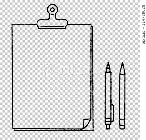 手描きのかわいいノートイラストセット（モノクロ） 114789628