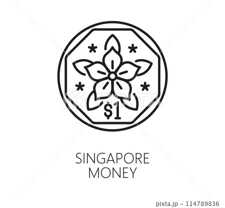 Singapore travel and vacation icon of money coin cent, vector symbol. Singapore dollar coin currency, Southeast Asia city icon for travel landmark, tourist sightseeing, financial history and culture Singapore travel and vacation icon of money coin cent, vector symbol. Singapore dollar coin currency, Southeast Asia city icon for travel landmark, tourist sightseeing, financial history and culture 114789836