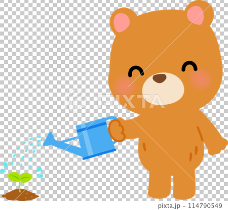 Bear character watering sprouts 114790549