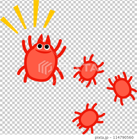 赤ダニ、タカラダニのデフォルメイラスト 赤ダニ、タカラダニのデフォルメイラスト 114790560