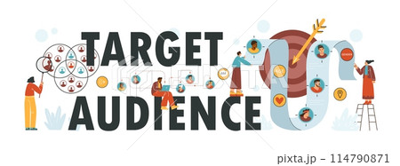 Targeted marketing vector infographics with graphs of audience engagement and achievement of marketing goals Targeted marketing vector infographics with graphs of audience engagement and achievement of marketing goals 114790871