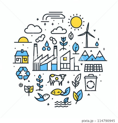 energy concept background with houses and trees 114790945
