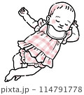 水彩風シンプルイラスト　お昼寝する赤ちゃん 114791778