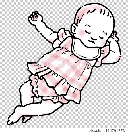 水彩風格簡單插畫嬰兒午睡 114791778