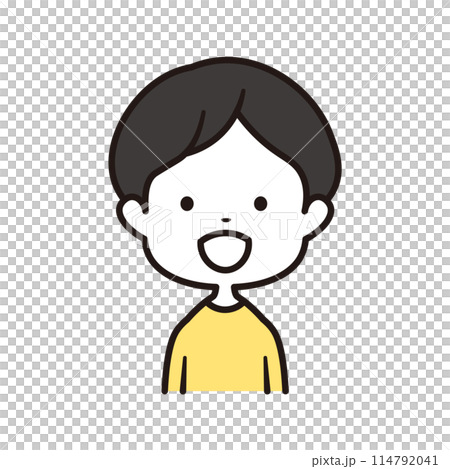 黄色のクールネックシャツを着た笑顔の幼稚園の男の子の上半身イラスト素材 黄色のクールネックシャツを着た笑顔の幼稚園の男の子の上半身イラスト素材 114792041