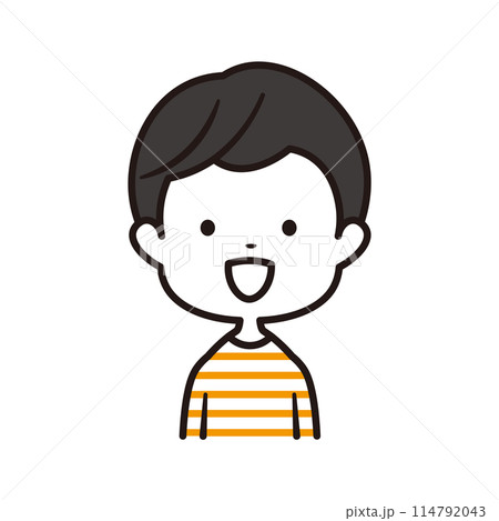 オレンジ色のボーダーシャツを着た笑顔の幼稚園の男の子の上半身イラスト素材 オレンジ色のボーダーシャツを着た笑顔の幼稚園の男の子の上半身イラスト素材 114792043