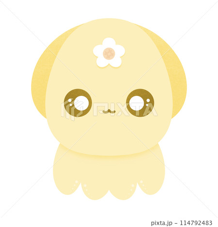 Cute Yellow Squid Cartoon illustration Cute Animal Cartoon Kawaii Squid 114792483