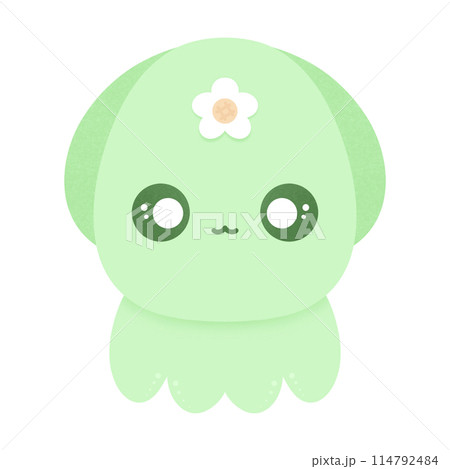 Cute Green Squid Cartoon illustration Cute Animal Cartoon Kawaii Squid 114792484