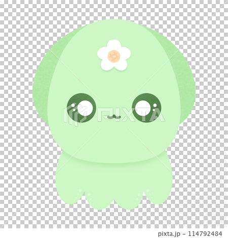 Cute Green Squid Cartoon illustration Cute Animal Cartoon Kawaii Squid 114792484