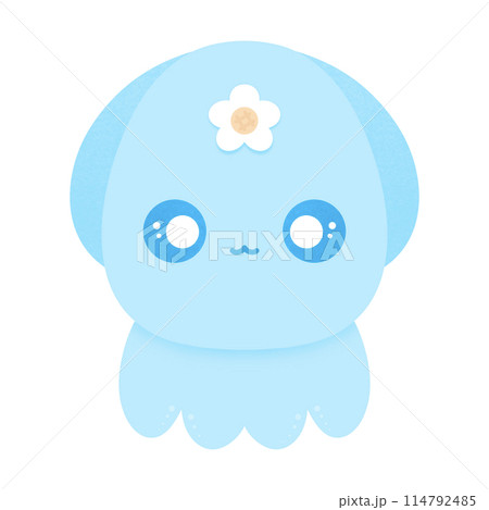 Cute Blue Squid Cartoon illustration Cute Animal Cartoon Kawaii Squid 114792485