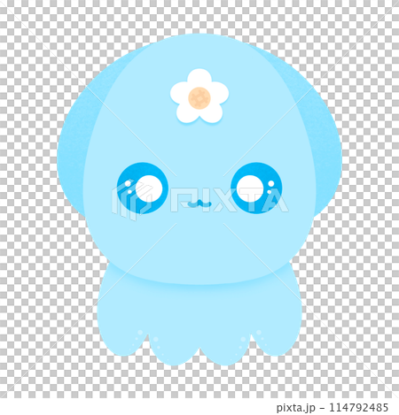 Cute Blue Squid Cartoon illustration Cute Animal Cartoon Kawaii Squid 114792485