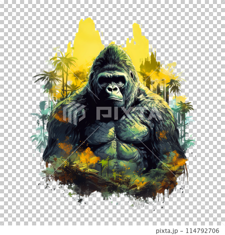King kong or Gorilla on clean background. Mammals. Wildlife Animals. King kong or Gorilla on clean background. Mammals. Wildlife Animals. 114792706
