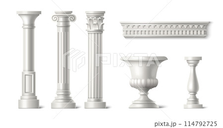 3d roman column. White greek marble pillar vector 3d roman column. White greek marble pillar vector 114792725
