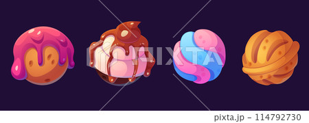 Candy planets set isolated on background Candy planets set isolated on background 114792730