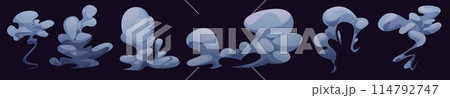 Cartoon grey smoke clouds. Cartoon grey smoke clouds. 114792747