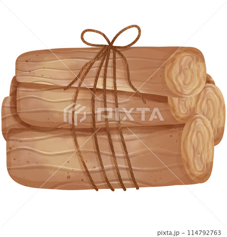 Watercolor painting of a pile of firewood for camping. Watercolor painting of a pile of firewood for camping. 114792763