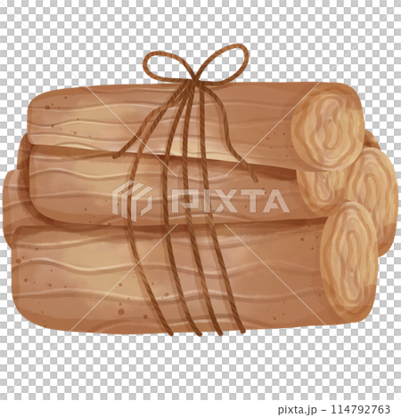 Watercolor painting of a pile of firewood for camping. Watercolor painting of a pile of firewood for camping. 114792763