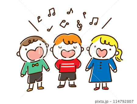 元気に合唱を楽しむポップな子供たちのイラスト 元気に合唱を楽しむポップな子供たちのイラスト 114792807