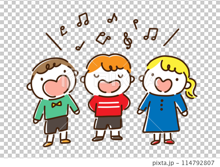 元気に合唱を楽しむポップな子供たちのイラスト 元気に合唱を楽しむポップな子供たちのイラスト 114792807