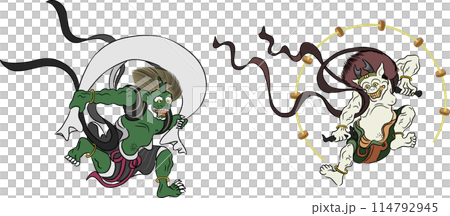 Illustration of the Wind God and the Thunder God in the style of Tawaraya Sotatsu Illustration of the Wind God and the Thunder God in the style of Tawaraya Sotatsu 114792945