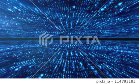 Abstract blue glowing energy hi-tech lines and digital particles tunnel with bokeh effect background 114793193