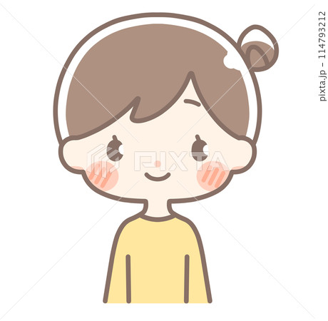 お団子ヘアの女性イラスト|上半身 お団子ヘアの女性イラスト|上半身 114793212