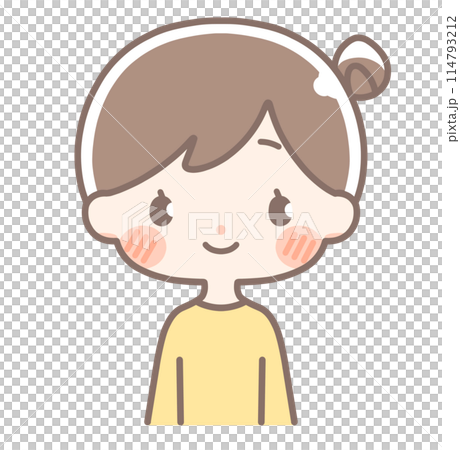 Illustration of a woman with a bun hairstyle | Upper body Illustration of a woman with a bun hairstyle | Upper body 114793212