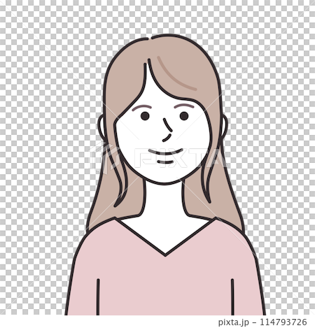 A woman with long hair wearing a V-neck A woman with long hair wearing a V-neck 114793726