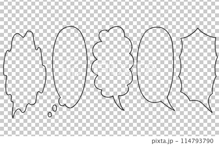 ゆるめシンプル縦吹き出しセット 線画 ゆるめシンプル縦吹き出しセット 線画 114793790