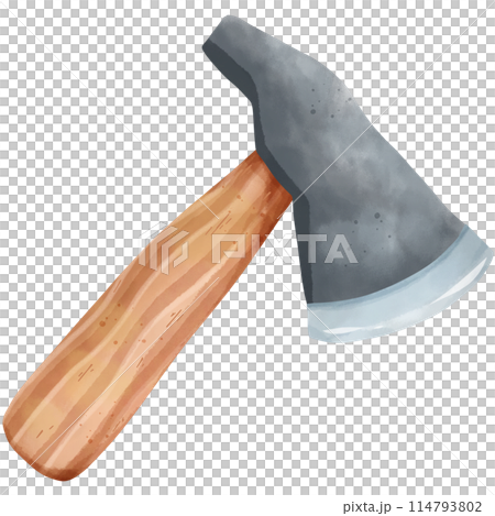 Watercolor painting of an ax for illustration and decoration. 114793802