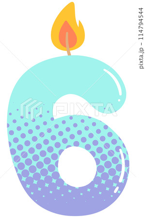 Kids hand drawn cute party candle number 6 114794544