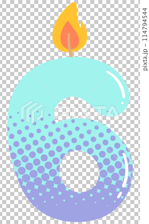 Kids hand drawn cute party candle number 6 114794544