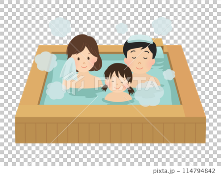 一家人泡溫泉的向量圖 一家人泡溫泉的向量圖 114794842