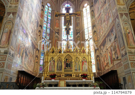 High altar in the Basilica di Santa Croce (Basilica of the Holy Cross) - famous Franciscan church in Florence, Italy 114794879