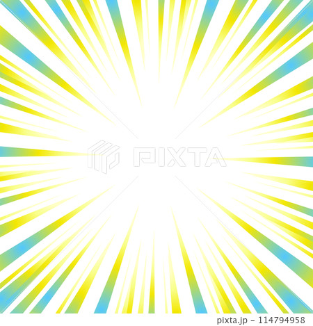 水色と黄色のグラデーションの集中線の素材 114794958