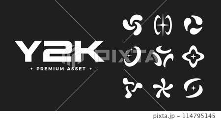 Y2K graphic design. 2000s vector shapes. Y2K graphic design. 2000s vector shapes. 114795145