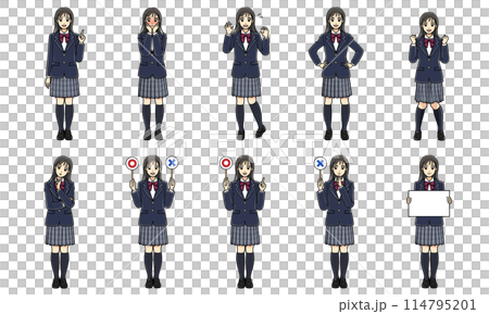 Blazer high school girl full body pose set 2 (full color) Blazer high school girl full body pose set 2 (full color) 114795201
