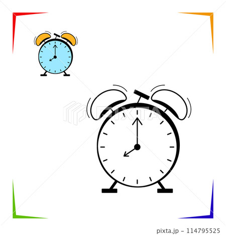 Alarm clock vector coloring page. Educational worksheet. school Theme element for coloring. 114795525