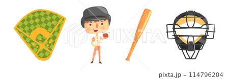 Baseball Sport Game Object and Accessories Vector Set 114796204