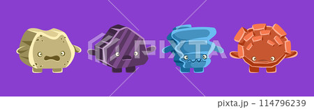 Solid Stone Character with Pretty Face Vector Set Solid Stone Character with Pretty Face Vector Set 114796239
