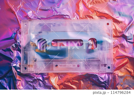 old cassette in color of holographic iridescent foil old cassette in color of holographic iridescent foil 114796284
